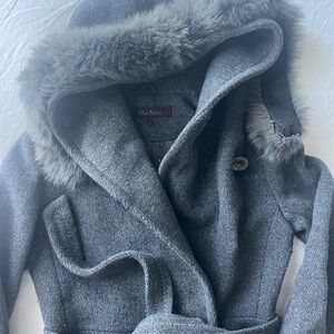 MaxMara Charcoal Alpaca Wool Coat